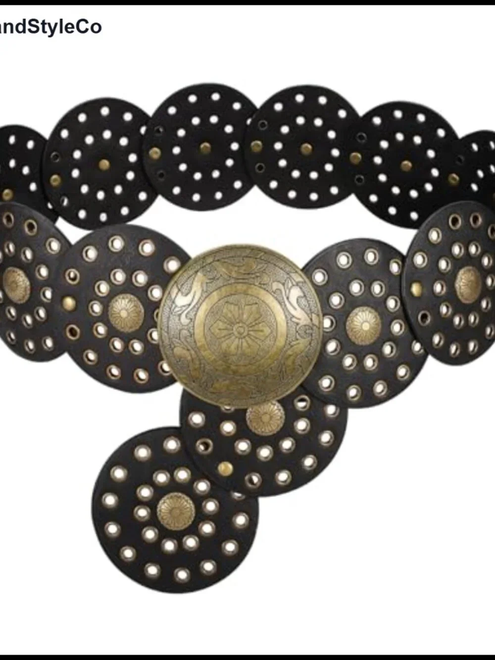 Wide Western Disc Belt Cowgirl Boho Faux Leather Belt for Jeans
